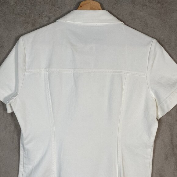 ZARA White Denim Mini Polo Dress M Preppy Minimalist Clean Girl Collared Pockets - Picture 8 of 16